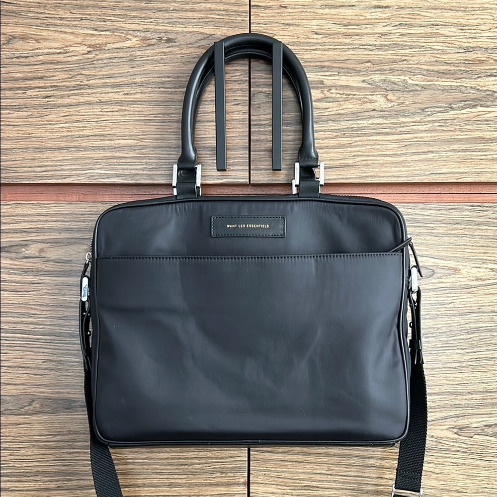 WANT Les Essentiels 'Haneda' Black Leather-Trimmed Nylon Briefcase - Picture 6 of 12